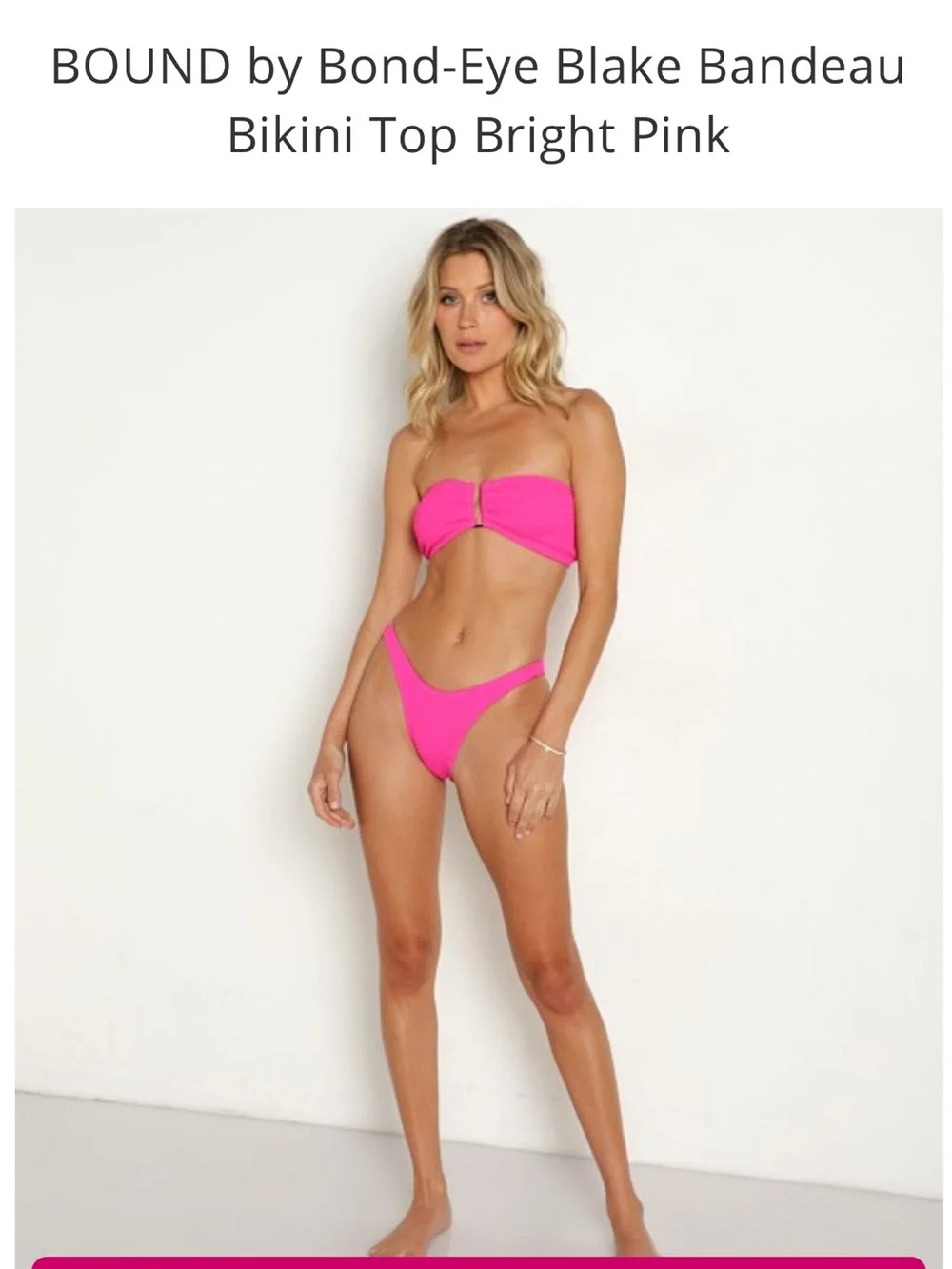 bond-eye Hot Pink Textured Bandeau Bikini Top